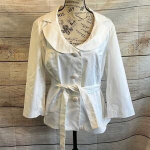 Sandro Sportswear Jacket NWT Round Collar Belt White Size Large